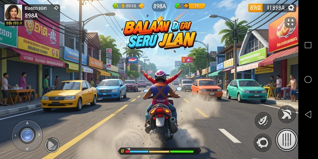 Gameplay mendebarkan dalam balapan mobil yang cepat.