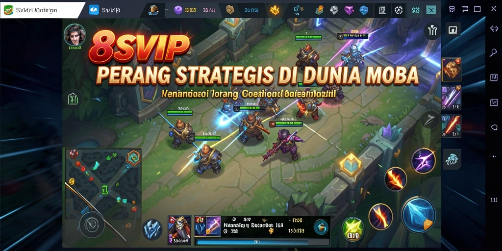 Tangkapan layar menampilkan karakter dalam aksi pertempuran MOBA yang seru.