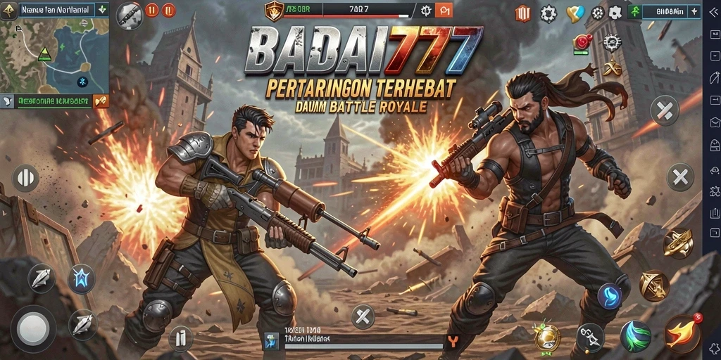 Screenshot aksi mendebarkan dalam gameplay Battle Royale BADAI777.