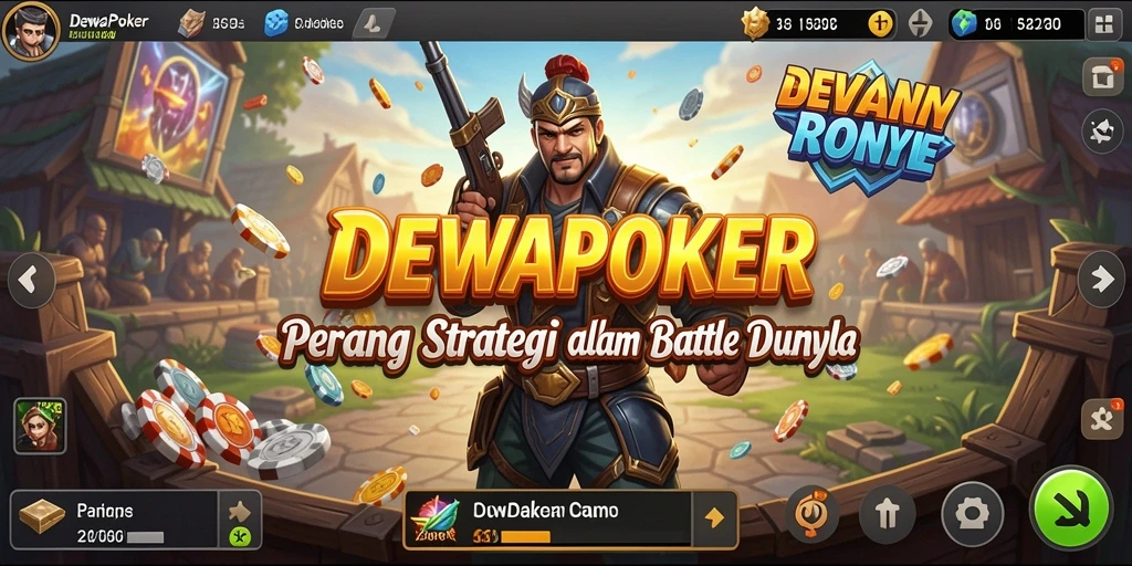 Screenshot gameplay DEWAPOKER menampilkan aksi pertempuran yang seru.