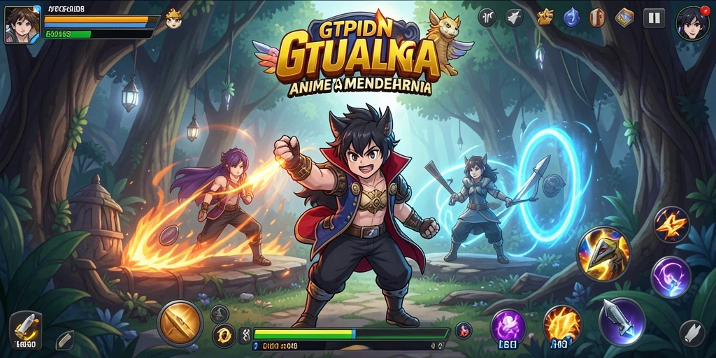 Screenshot gameplay GTPIDN dengan karakter anime yang menarik dan dunia yang penuh warna.