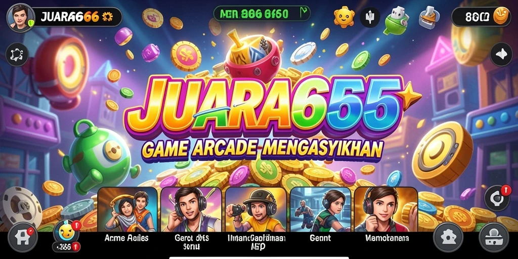 Screenshot utama JUARA666 menampilkan momen seru dalam gameplay Arcade.