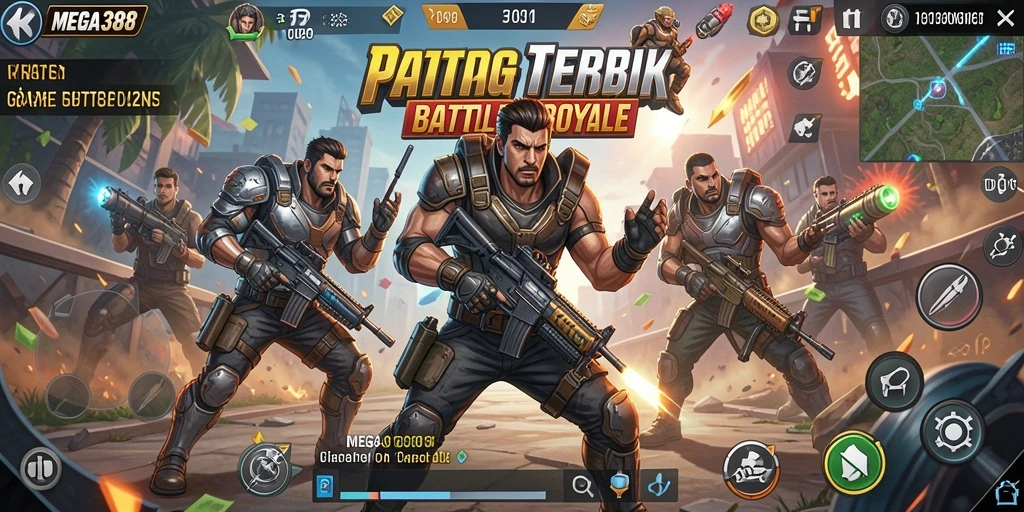Tangkapan layar MEGA388 menampilkan pertempuran intens di arena Battle Royale.