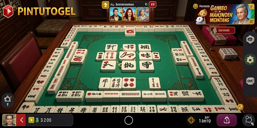 Tampilan gameplay menarik dari PINTUTOGEL dengan ubin Mahjong warna-warni.