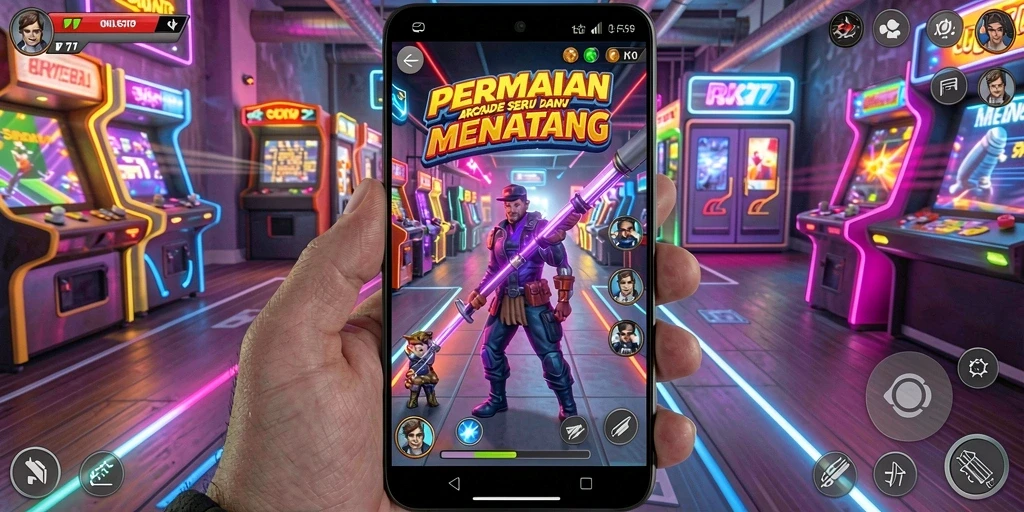 Screenshot RK77 menampilkan aksi gameplay Arcade yang mendebarkan.