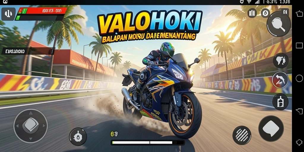 Tampilan gameplay seru di dunia balapan motor VALOHOKI.